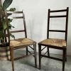 Pair Of Vintage French Rush Seat High Ladderback Bedroom / Accent Chairs -Bedroom Furniture Shop pair of vintage french rush seat high ladderback bedroom accent chairs sku89061077 0