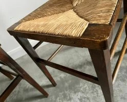 Pair Of Vintage French Rush Seat High Ladderback Bedroom / Accent Chairs -Bedroom Furniture Shop pair of vintage french rush seat high ladderback bedroom accent chairs sku89061077 0 4