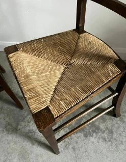 Pair Of Vintage French Rush Seat High Ladderback Bedroom / Accent Chairs -Bedroom Furniture Shop pair of vintage french rush seat high ladderback bedroom accent chairs sku89061077 0 6