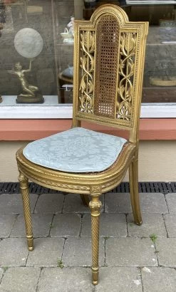 Unknown Pretty Late 19th Century French Gilt Wood And Cane Bedroom Chair