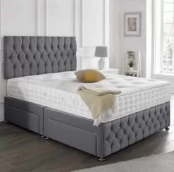 New Plush Divan Set + Matching Beirut Headboard & Footboard + Hand Tufted Pocket Spring Memory Mattress
