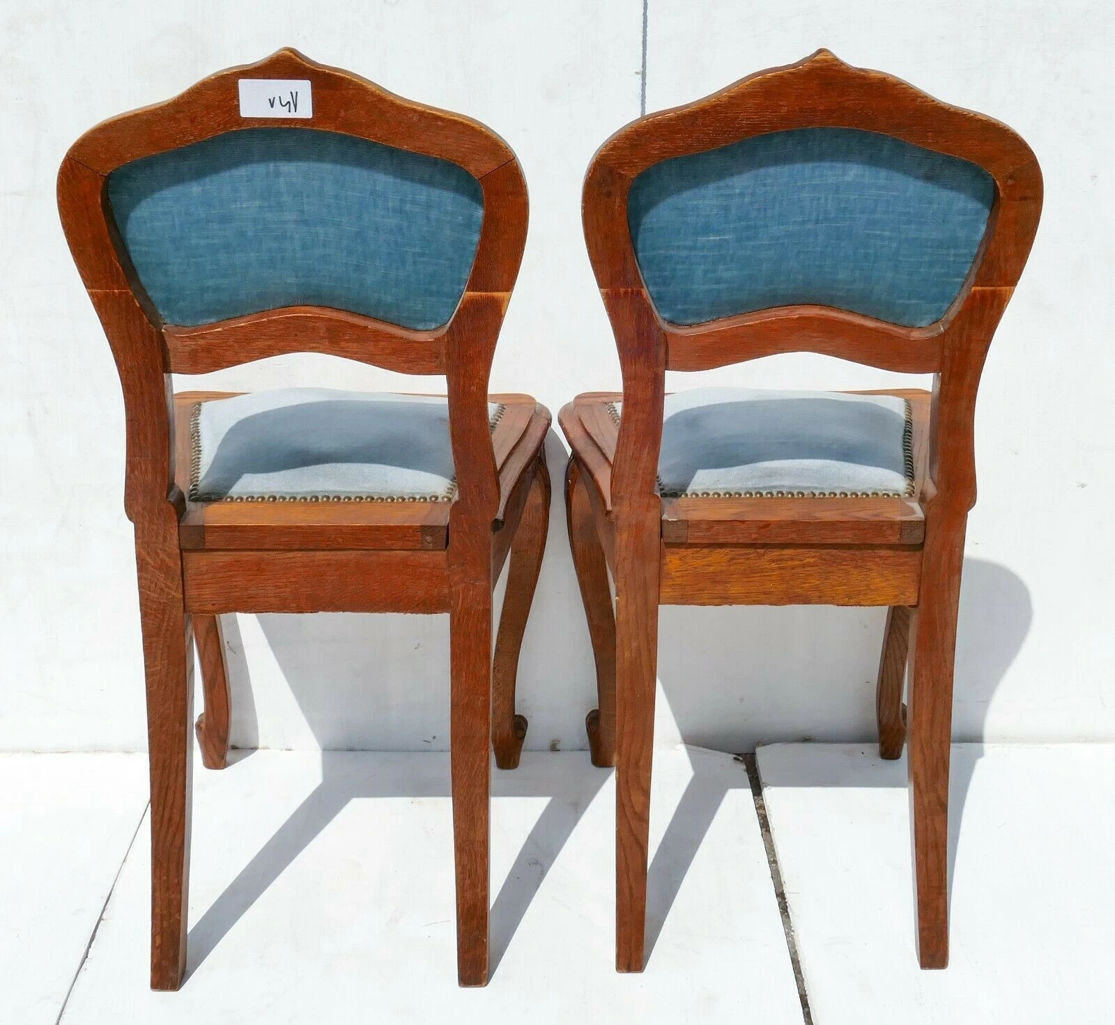 Stunning Pair Of Oak Cerulean Upholstered Bedroom Chairs 7 Stunning Pair Of Oak Cerulean Upholstered Bedroom Chairs - Image 5