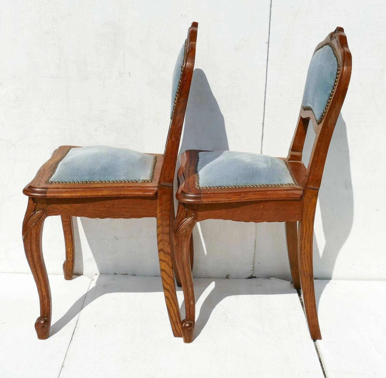 Stunning Pair Of Oak Cerulean Upholstered Bedroom Chairs 8 Stunning Pair Of Oak Cerulean Upholstered Bedroom Chairs - Image 6