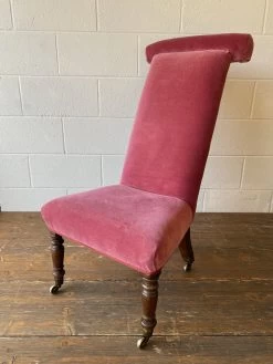 Hot Pink Velvet 19th Century Prayer Chair Bedroom Chair