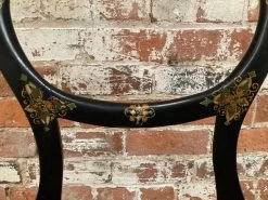 Unknown Victorian Hand Painted Ebonised Balloon Back Occasional Bedroom Accent Chair With Bergere Seat -Bedroom Furniture Shop victorian hand painted ebonised balloon back occasional bedroom accent chair with bergere seat sku75416451 0 5