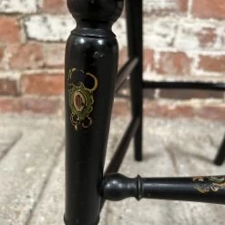 Unknown Victorian Hand Painted Ebonised Balloon Back Occasional Bedroom Accent Chair With Bergere Seat -Bedroom Furniture Shop victorian hand painted ebonised balloon back occasional bedroom accent chair with bergere seat sku75416451 0 6