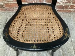 Unknown Victorian Hand Painted Ebonised Balloon Back Occasional Bedroom Accent Chair With Bergere Seat -Bedroom Furniture Shop victorian hand painted ebonised balloon back occasional bedroom accent chair with bergere seat sku75416451 0 7