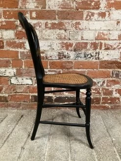 Unknown Victorian Hand Painted Ebonised Balloon Back Occasional Bedroom Accent Chair With Bergere Seat -Bedroom Furniture Shop victorian hand painted ebonised balloon back occasional bedroom accent chair with bergere seat sku75416451 0 8
