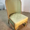 Vintage 20thc Green Wicker Bedroom Bathroom Chair Cabriole Legs Silk Fabric