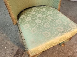 Vintage 20thc Green Wicker Bedroom Bathroom Chair Cabriole Legs Silk Fabric -Bedroom Furniture Shop vintage 20thc green wicker bedroom bathroom chair cabriole legs silk fabric sku56916227 0 2