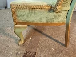 Vintage 20thc Green Wicker Bedroom Bathroom Chair Cabriole Legs Silk Fabric -Bedroom Furniture Shop vintage 20thc green wicker bedroom bathroom chair cabriole legs silk fabric sku56916227 0