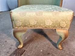 Vintage 20thc Green Wicker Bedroom Bathroom Chair Cabriole Legs Silk Fabric -Bedroom Furniture Shop vintage 20thc green wicker bedroom bathroom chair cabriole legs silk fabric sku56916227 0 3