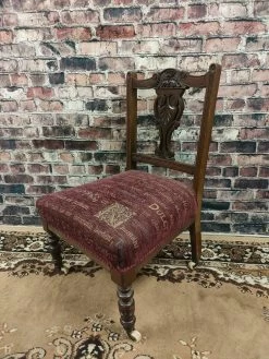 Vintage Antique Wooden Arts And Crafts Bedroom Low Dolls Chair Ceramic Castors