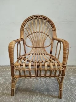 Vintage Bamboo Chair 1970s Rattan Wicker Mid Century Bedroom Chair