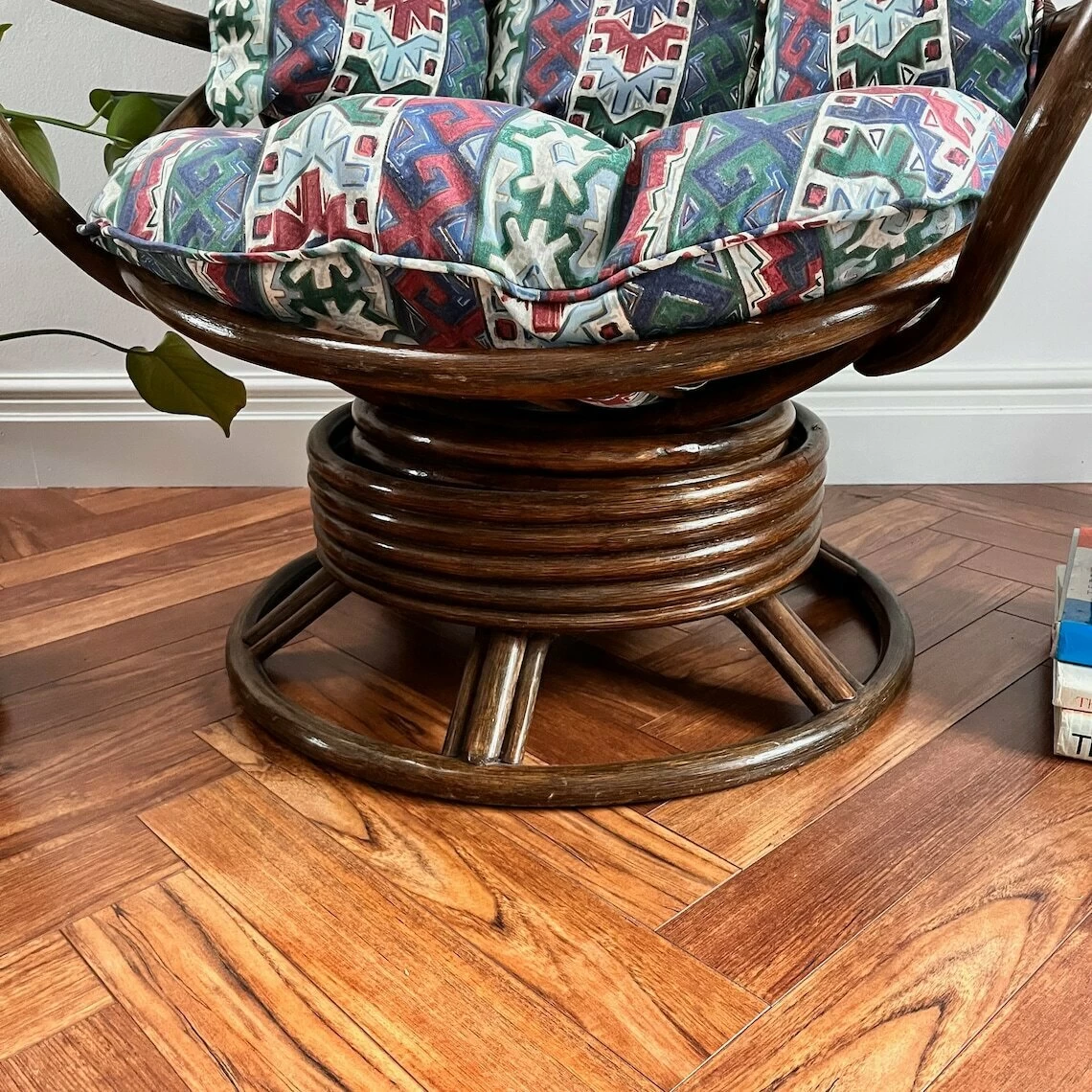 Vintage Cane Chair, Vintage Bamboo Furniture, Cane Swivel Chair, Vintage Egg Chair, Living Room Chair, Bedroom Chair. 4 Vintage Cane Chair, Vintage Bamboo Furniture, Cane Swivel Chair, Vintage Egg Chair, Living Room Chair, Bedroom Chair. - Image 2