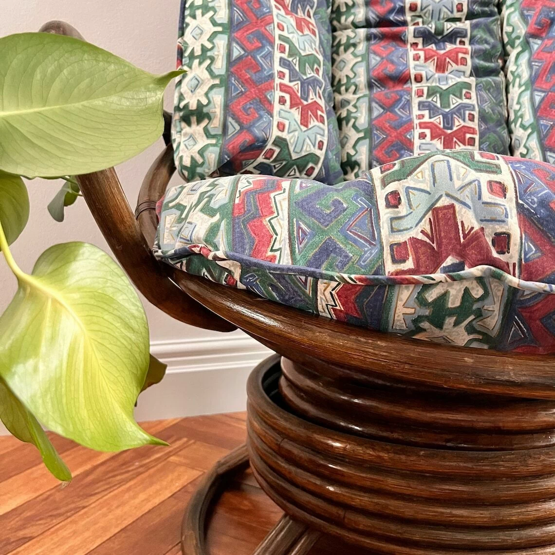 Vintage Cane Chair, Vintage Bamboo Furniture, Cane Swivel Chair, Vintage Egg Chair, Living Room Chair, Bedroom Chair. 7 Vintage Cane Chair, Vintage Bamboo Furniture, Cane Swivel Chair, Vintage Egg Chair, Living Room Chair, Bedroom Chair. - Image 5