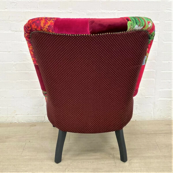 Unknown Vintage French Style Bedroom Chair In Hot Pink Patchwork 10 Unknown Vintage French Style Bedroom Chair In Hot Pink Patchwork - Image 8