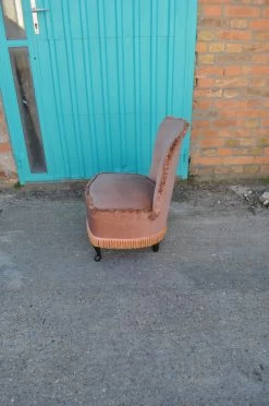 Vintage Pink Velour Bedroom Boudoir Chair Studded Back And Padded Seat -Bedroom Furniture Shop vintage pink velour bedroom boudoir chair studded back and padded seat 0 6