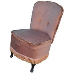 Vintage Pink Velour Bedroom Boudoir Chair Studded Back And Padded Seat